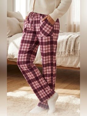 Lucky Brand Pink and Mauve Plaid Drawstring Pants (These are So soft)